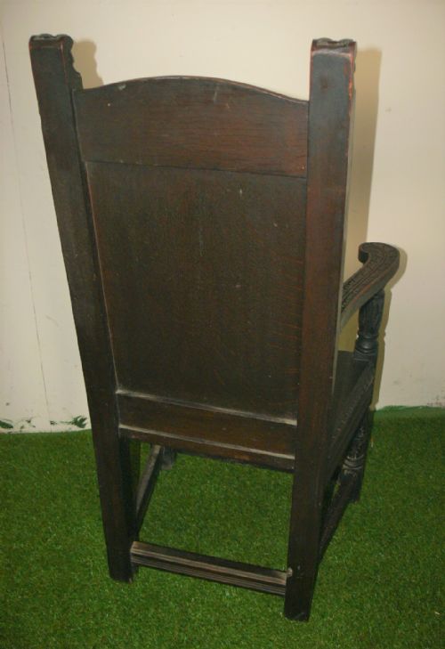 VICTORIAN CARVED OAK ARM CHAIR - ADDITIONAL PHOTO 9