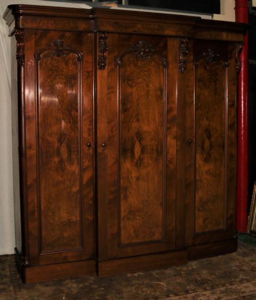 Victorian 3 Door Walnut Wardrobe.