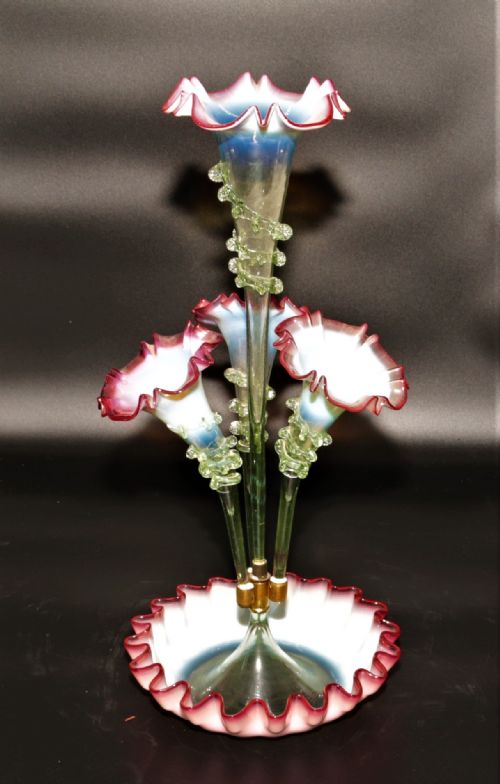 Cranberry, Vaseline Glass Epergne