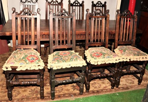 Oak Refectory Table and 8 Chairs