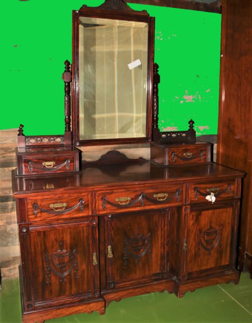 VICTORIAN DRESSING TABLE AND BEDSIDE CABINET