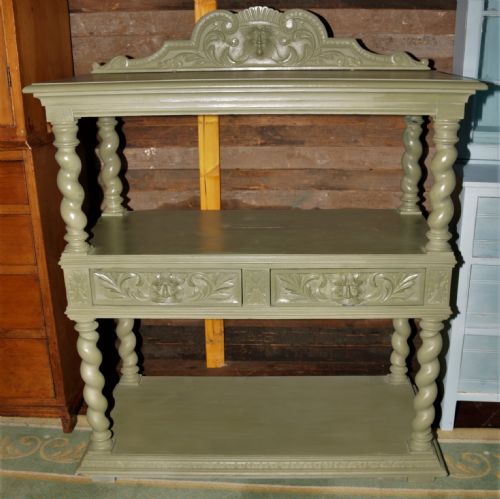 Victorian Painted Carved Oak Side Waiter.
