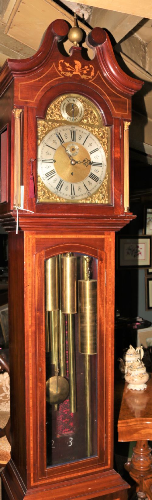 INLAID MAHOGANY MUSICAL CLOCK - ADDITIONAL PHOTO 4