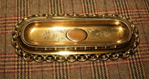 Victorian Brass Pen Tray.