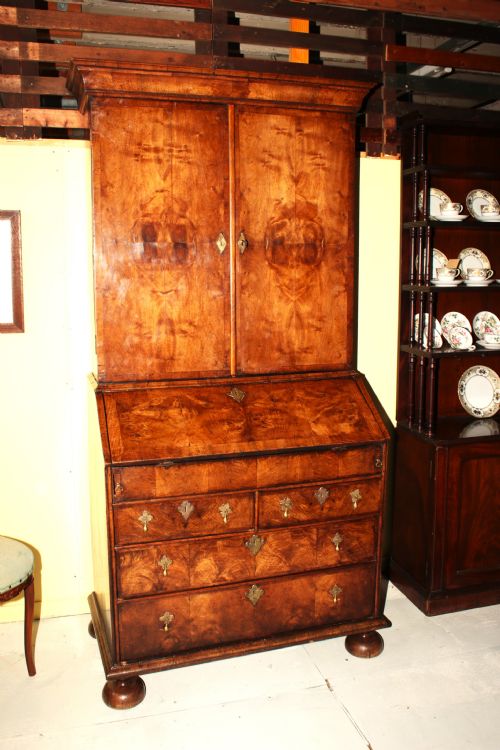 GEORGE 1 WALNUT BUREAU BOOKCASE - ADDITIONAL PHOTO 1