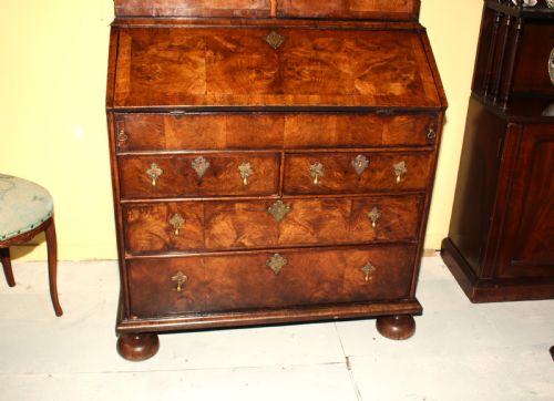 GEORGE 1 WALNUT BUREAU BOOKCASE - ADDITIONAL PHOTO 2