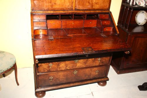 GEORGE 1 WALNUT BUREAU BOOKCASE - ADDITIONAL PHOTO 3