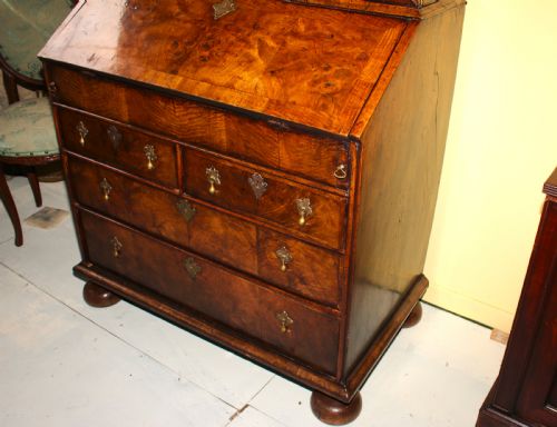 GEORGE 1 WALNUT BUREAU BOOKCASE - ADDITIONAL PHOTO 4