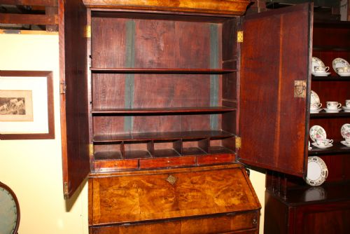 GEORGE 1 WALNUT BUREAU BOOKCASE - ADDITIONAL PHOTO 7