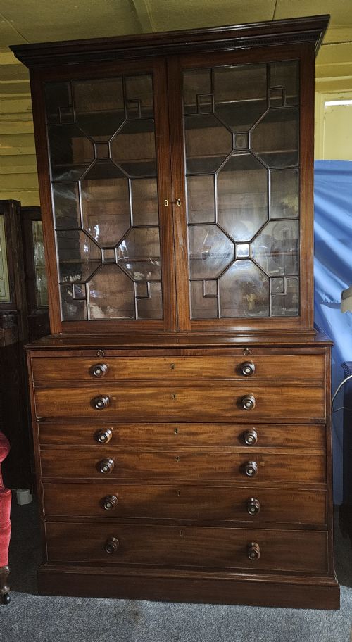 GEORGIAN MAHOGANY SECRETARY BOOKCASE - ADDITIONAL PHOTO 2