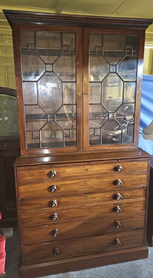 GEORGIAN MAHOGANY SECRETARY BOOKCASE - ADDITIONAL PHOTO 4