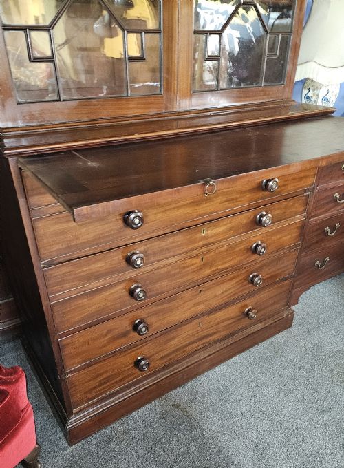 GEORGIAN MAHOGANY SECRETARY BOOKCASE - ADDITIONAL PHOTO 7