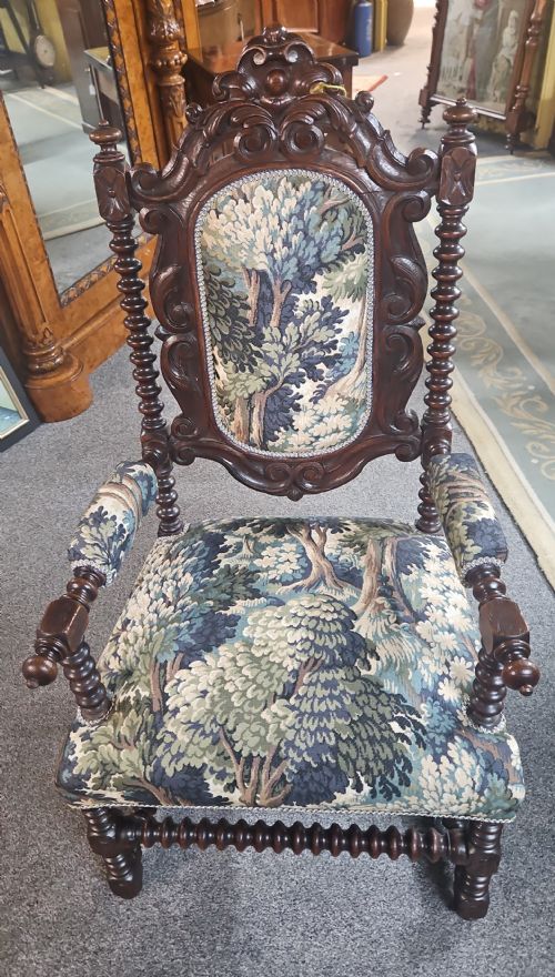 Victorian Oak Bobbin Chair.