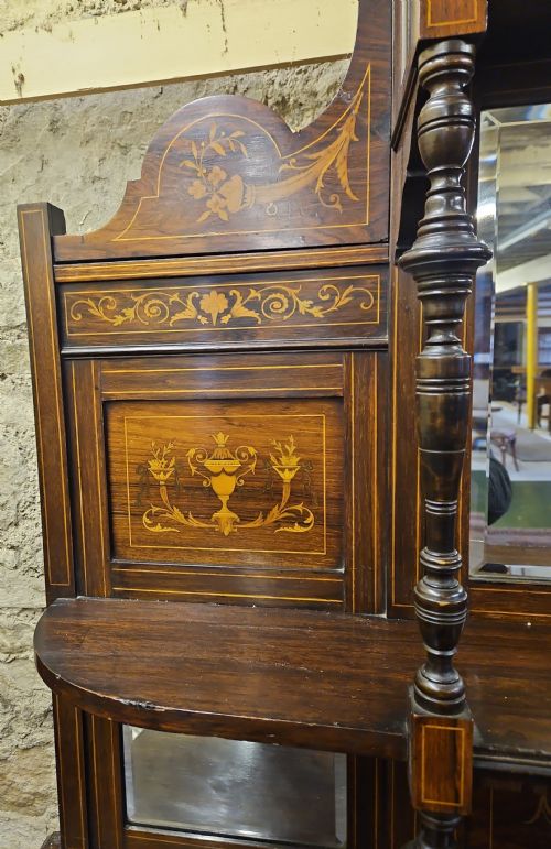 LARGE EDWARDIAN INLAID ROSEWOOD CABINET - ADDITIONAL PHOTO 3