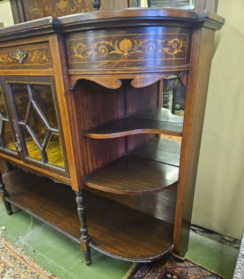 LARGE EDWARDIAN INLAID ROSEWOOD CABINET - ADDITIONAL PHOTO 4