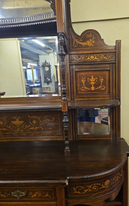 LARGE EDWARDIAN INLAID ROSEWOOD CABINET - ADDITIONAL PHOTO 6