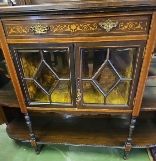 LARGE EDWARDIAN INLAID ROSEWOOD CABINET - ADDITIONAL PHOTO 7