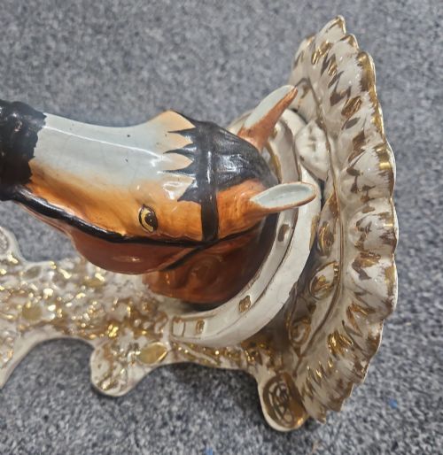PAIR OF STAFFORDSHIRE POTTERY HORSES HEAD WALL BRACKETS - ADDITIONAL PHOTO 11