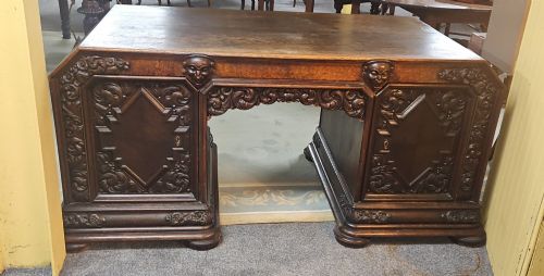 JACKOBEAN STYLE CARVED OAK DESK - ADDITIONAL PHOTO 5