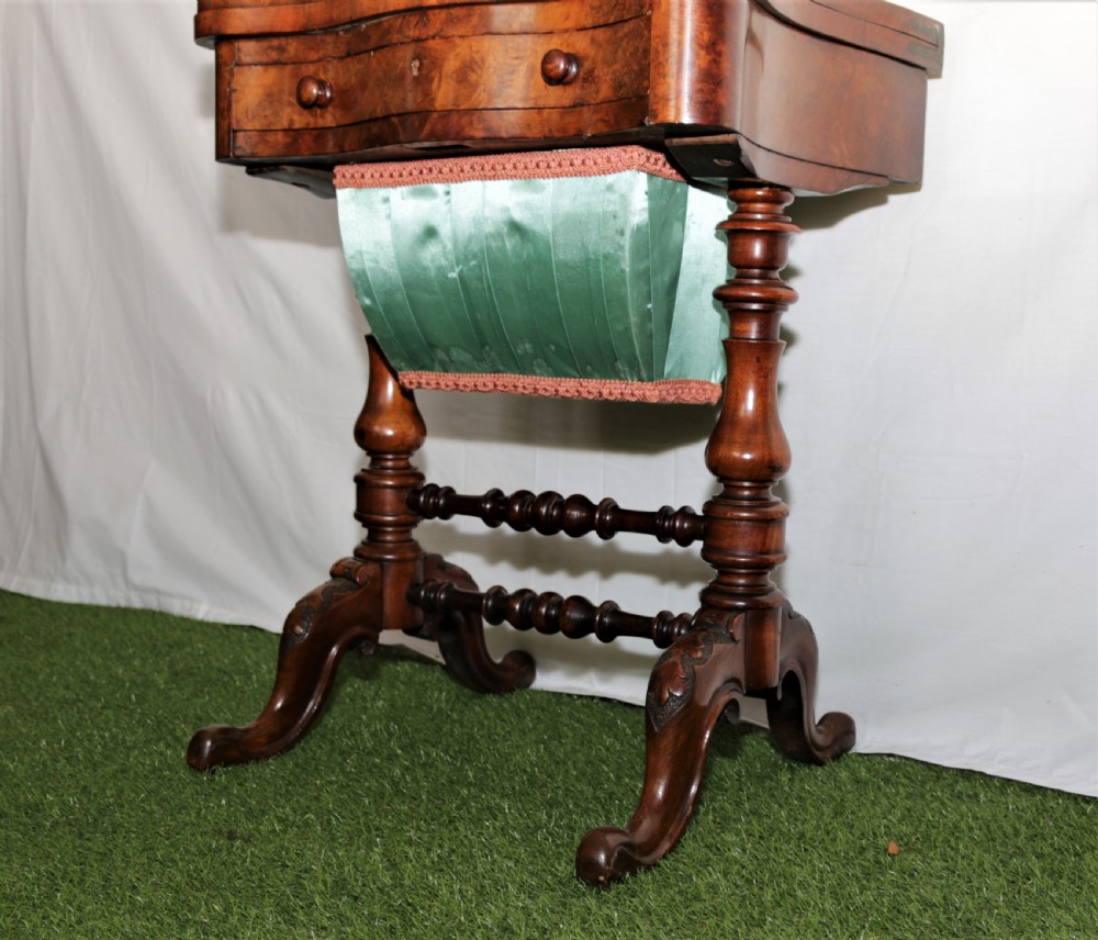 Walnut sewing/games table. View II