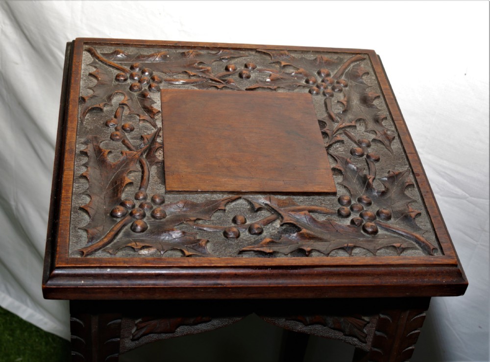 Carved oak plant stand View III