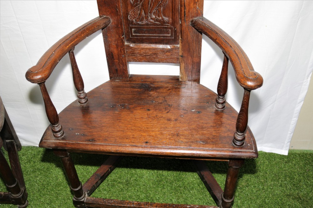 A pair of early  oak chairs View V