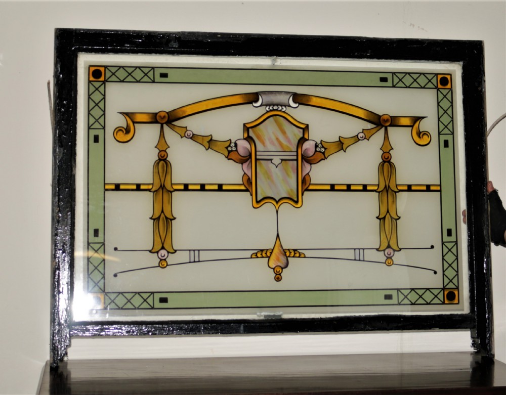 Large fired glass Victorian coloured window