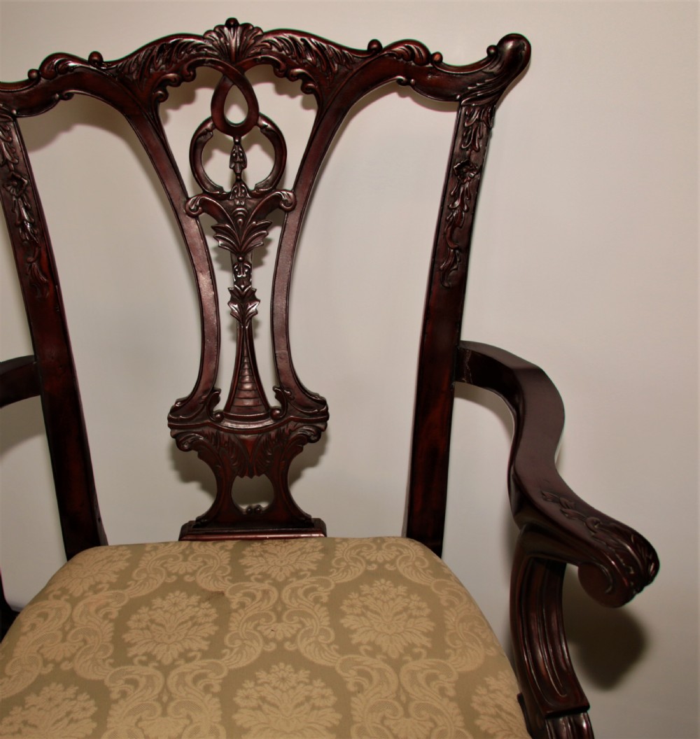 Set of 8 Chipendale style dining chairs. View VI