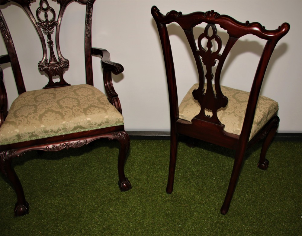 Set of 8 Chipendale style dining chairs. View IX