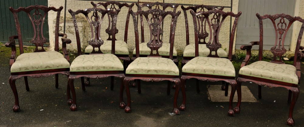 Set of 8 Chipendale style dining chairs. View XI