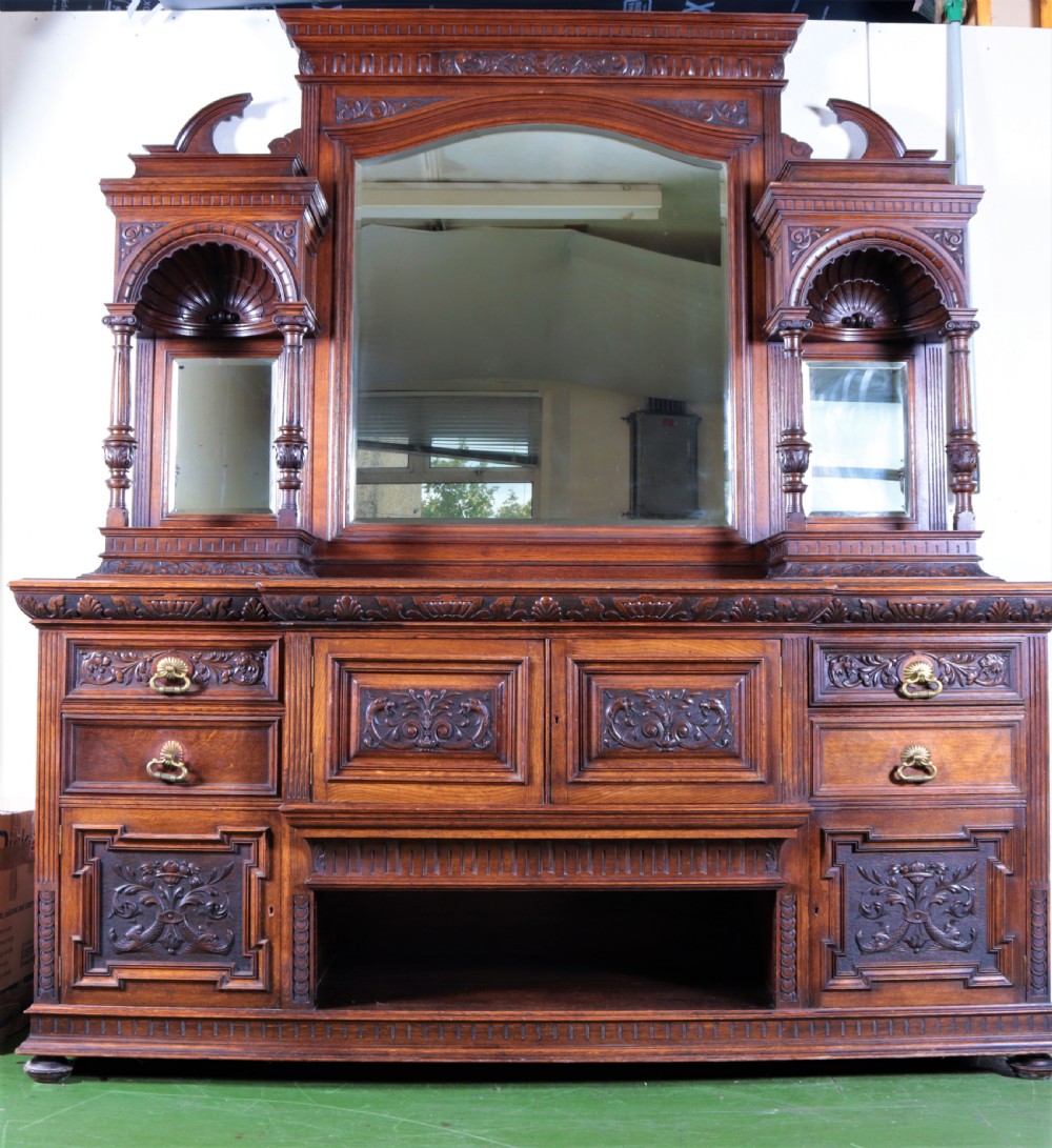 Large Victorian oak sideboard.