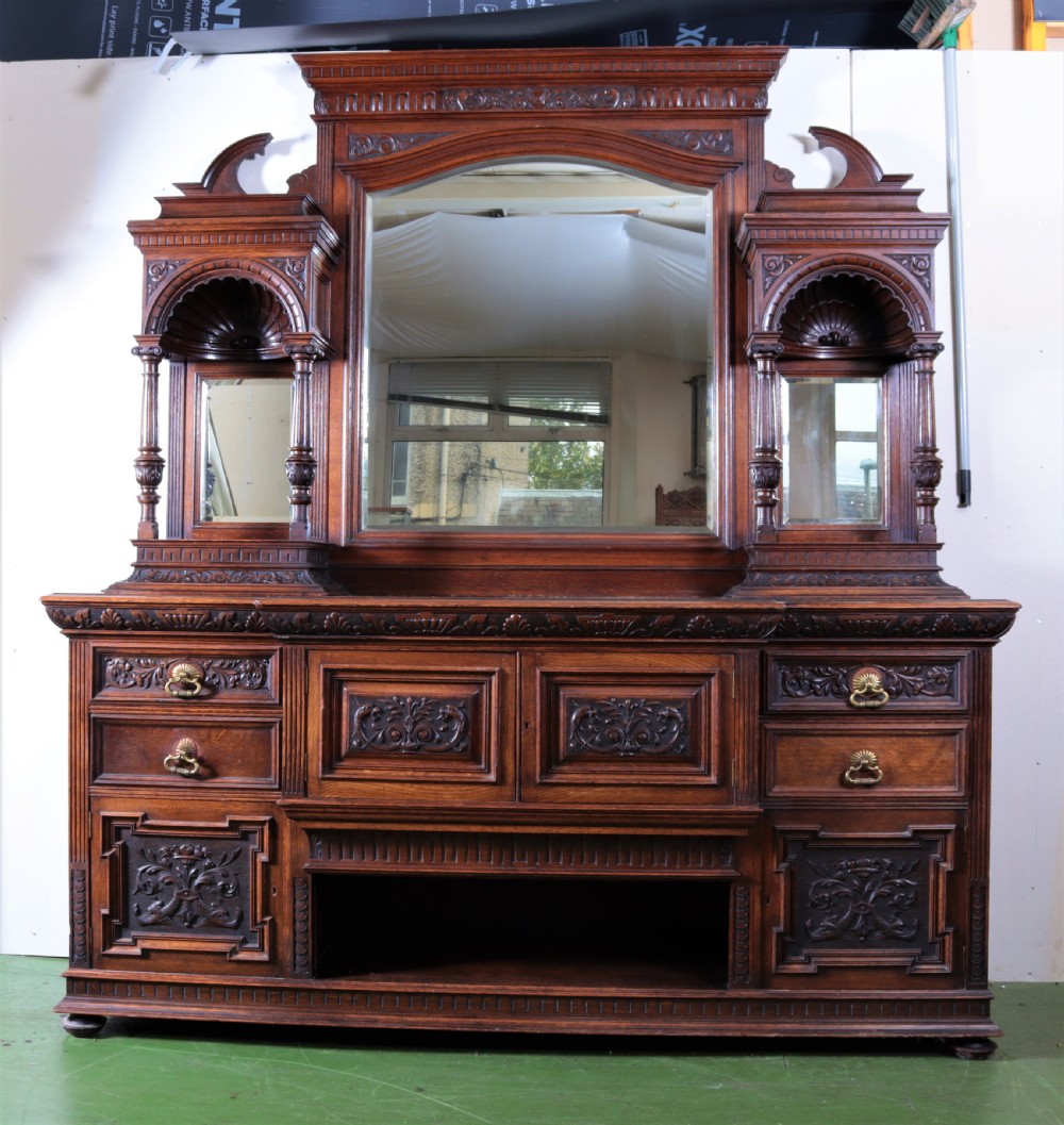 Large Victorian oak sideboard. View III