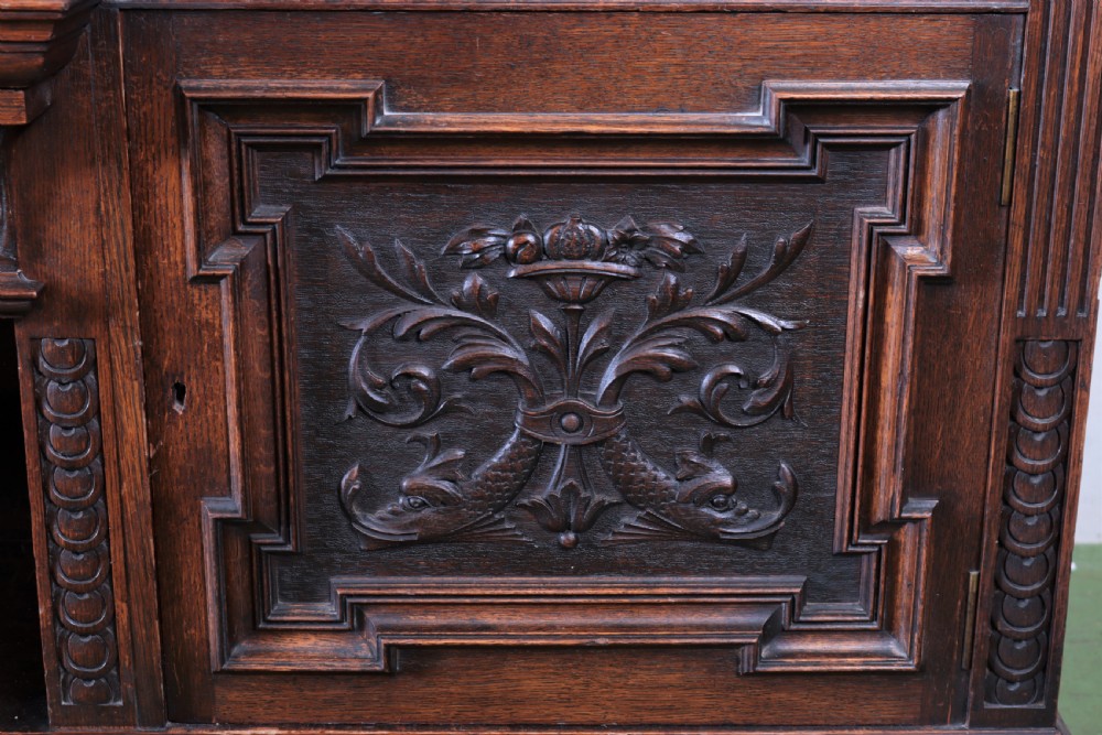 Large Victorian oak sideboard. View IX