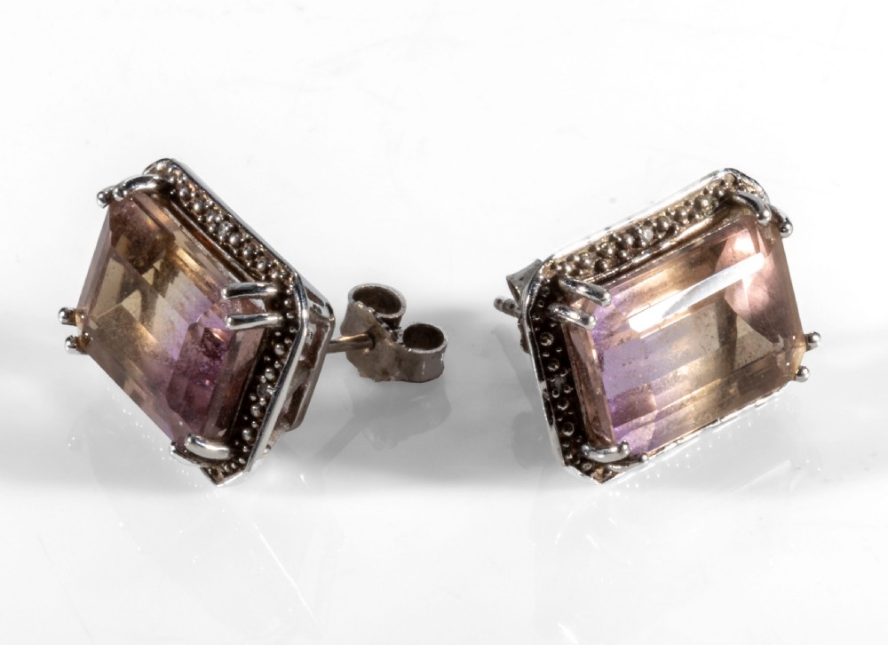 Amatreen and gold ear rings. View III
