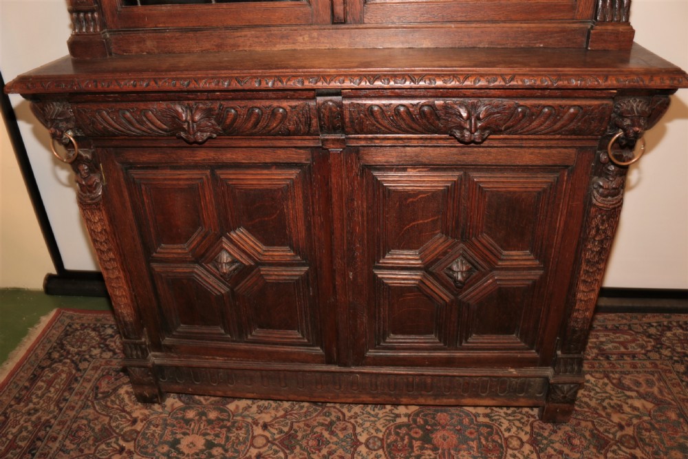 Carved oak bookcase View V