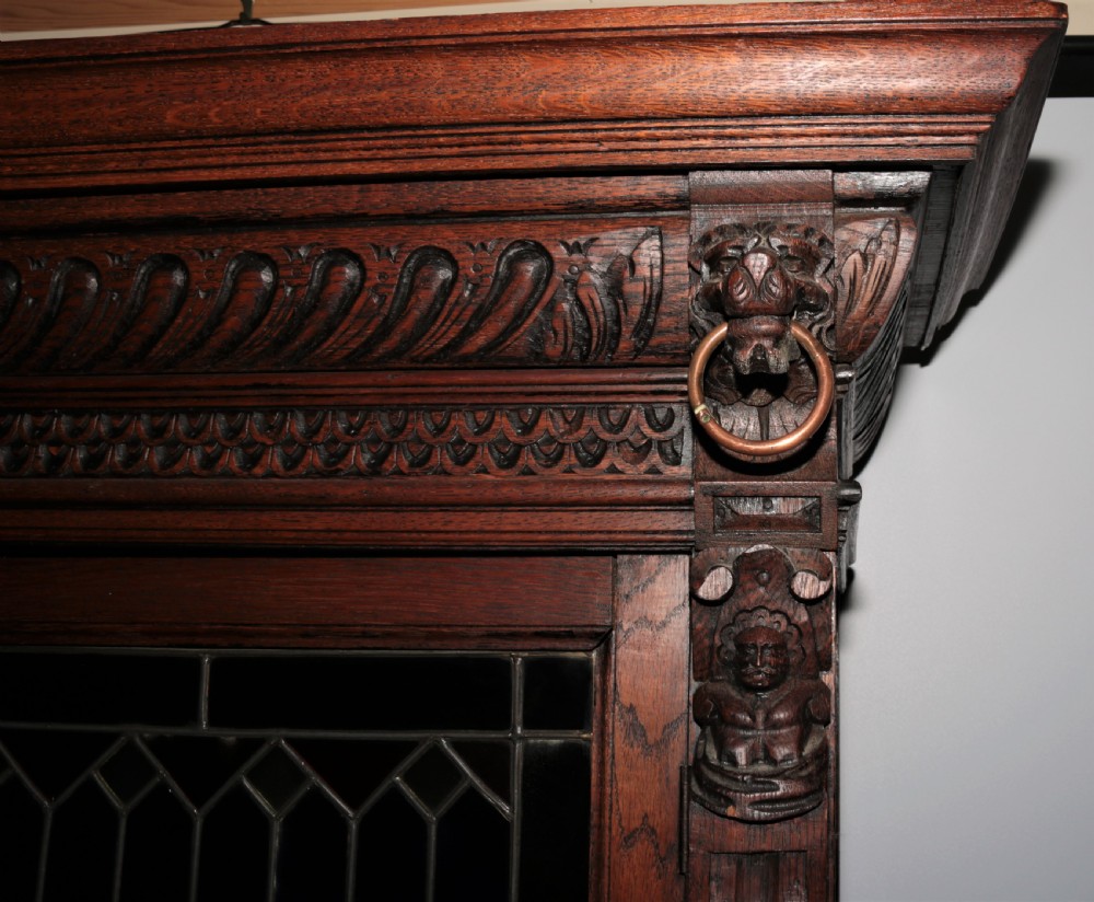 Carved oak bookcase View VI