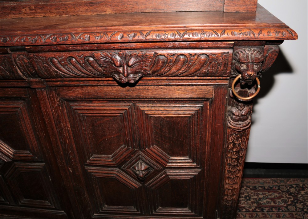 Carved oak bookcase View VII