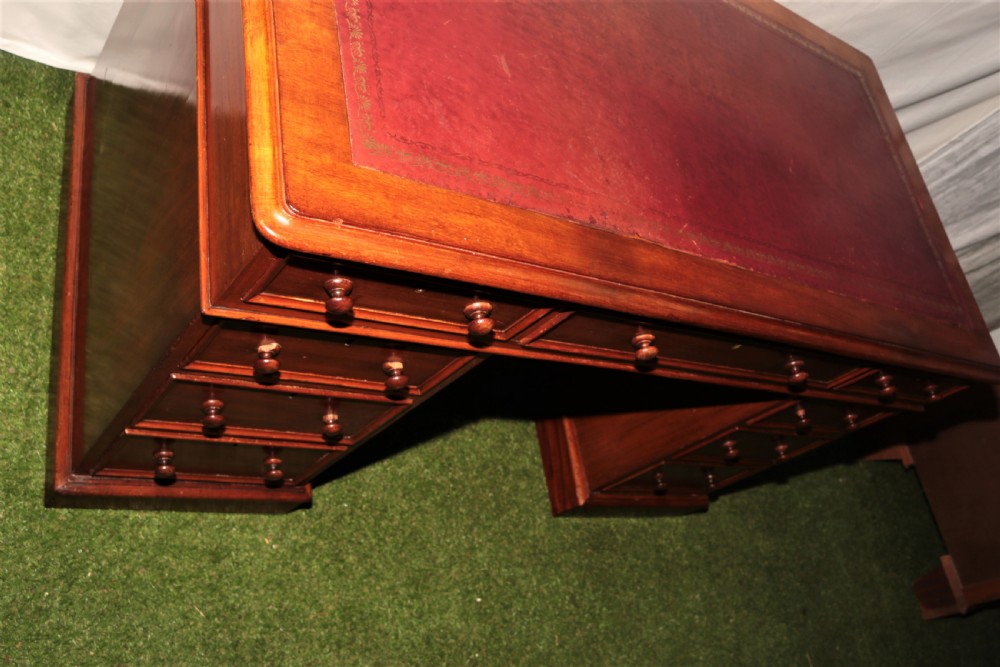 Victorian mahogany pedestal desk. View III