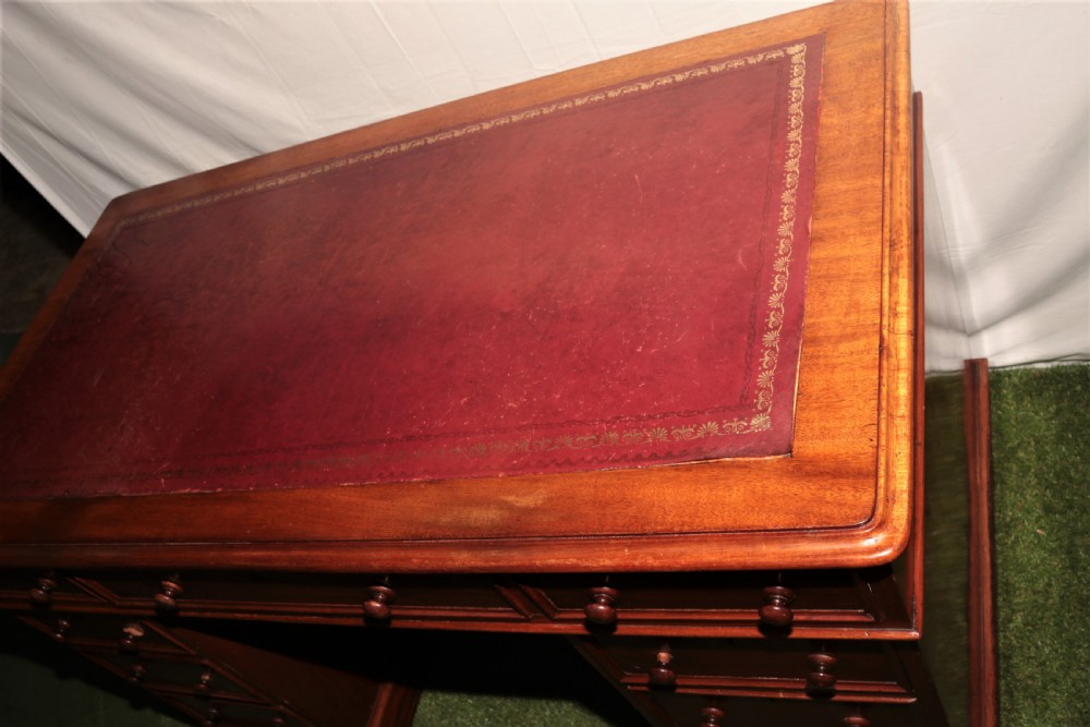 Victorian mahogany pedestal desk. View IX