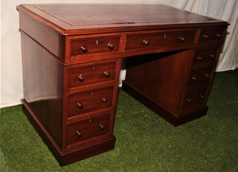Victorian mahogany pedestal desk.