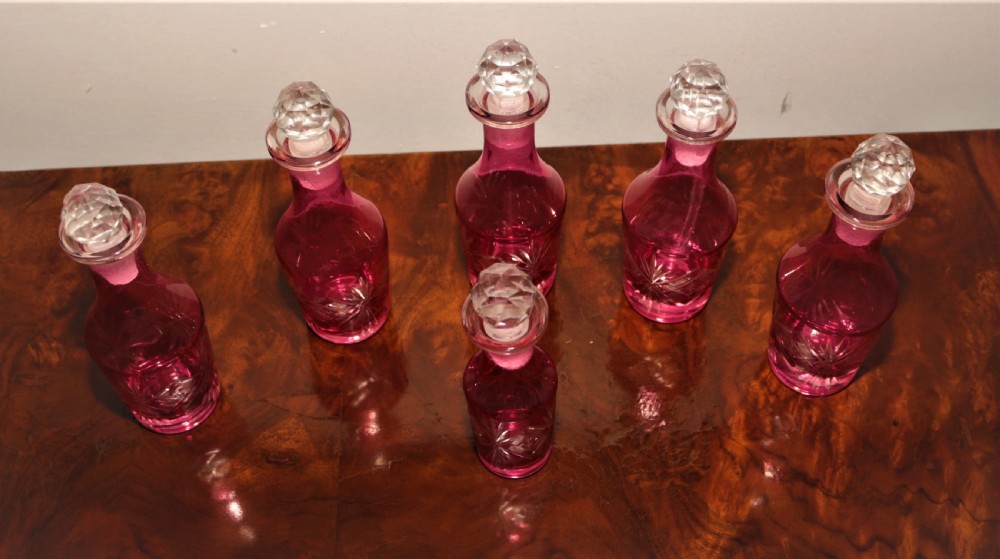 Cranberry 6 bottle cruet.
 View IV
