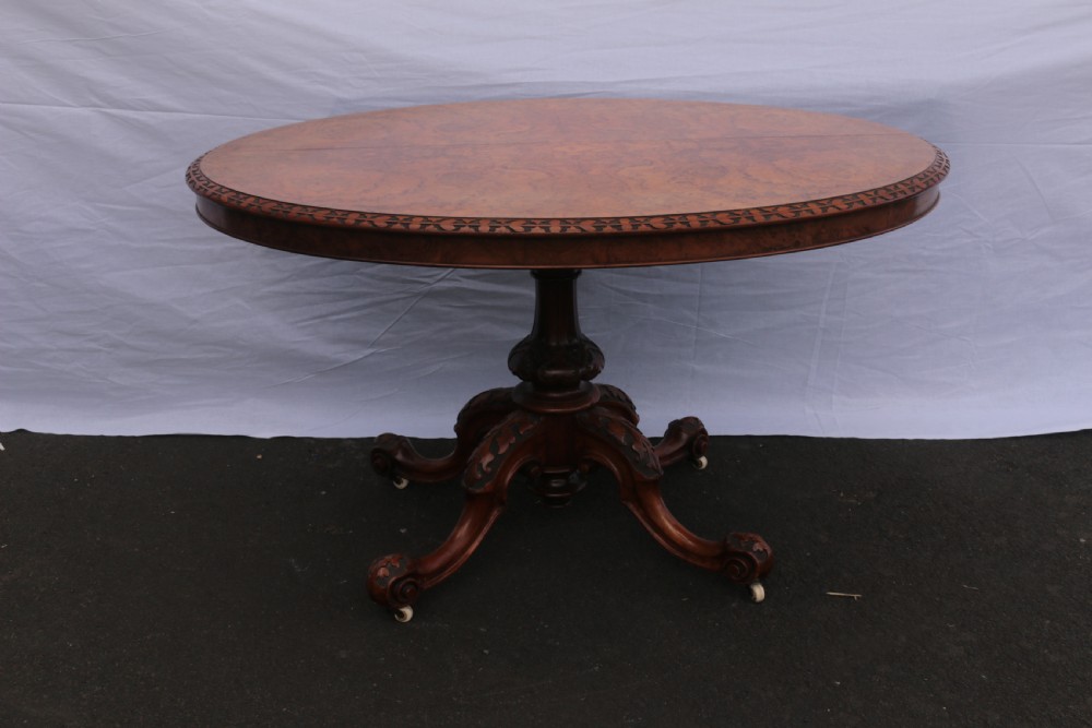Victorian walnut loo table. View V
