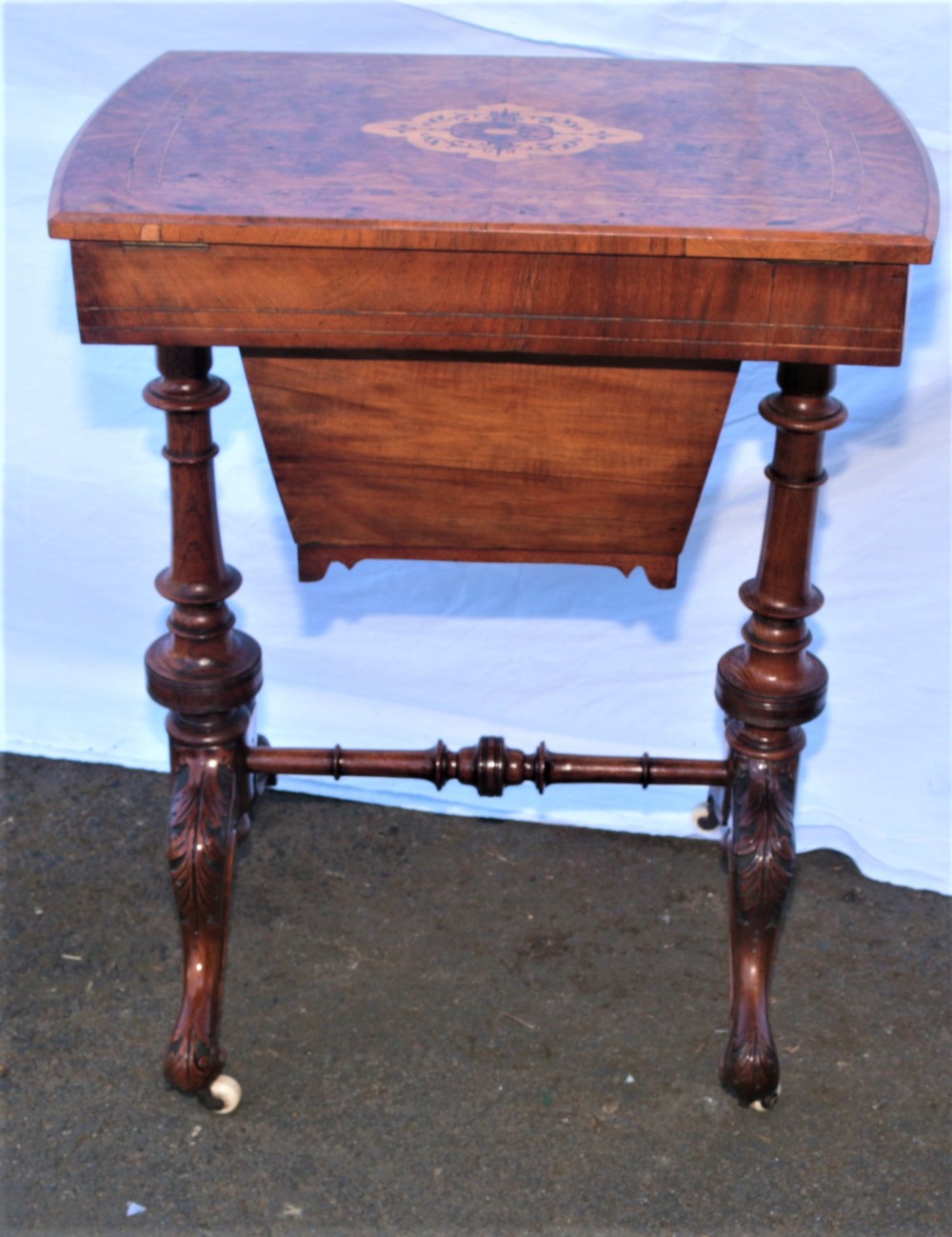Victorian sewing table walnut.