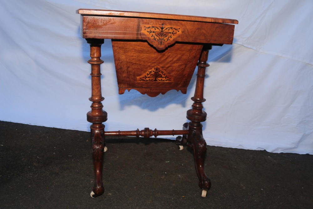 Victorian sewing table walnut. View VI