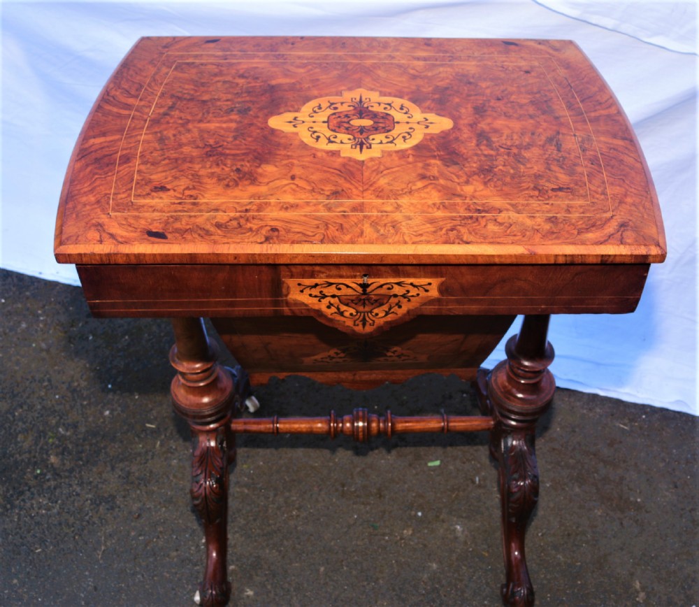 Victorian sewing table walnut. View VII