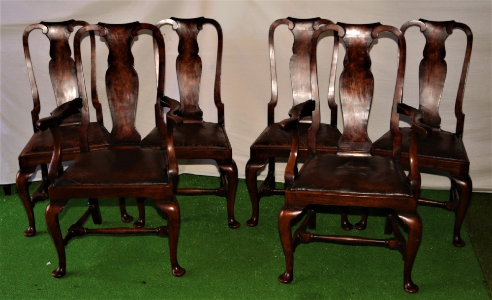 6 Queen Ann style chairs walnut View IX