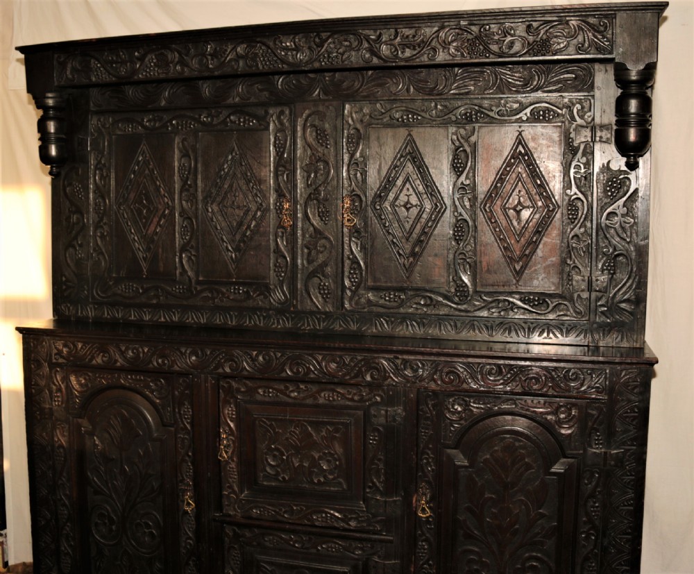 Period oak court cupboard. View III
