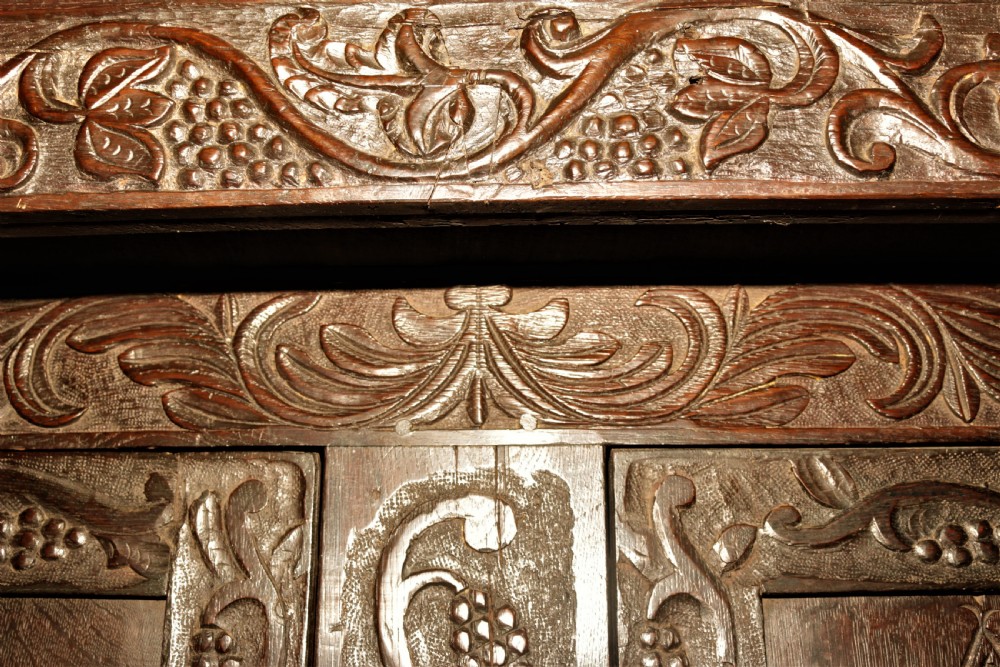 Period oak court cupboard. View XI