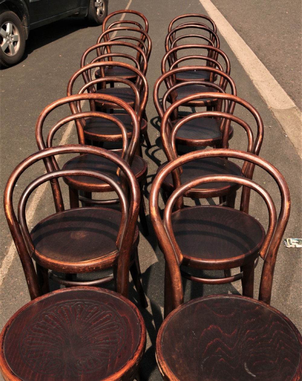 A set of 12 bentwood chairs.