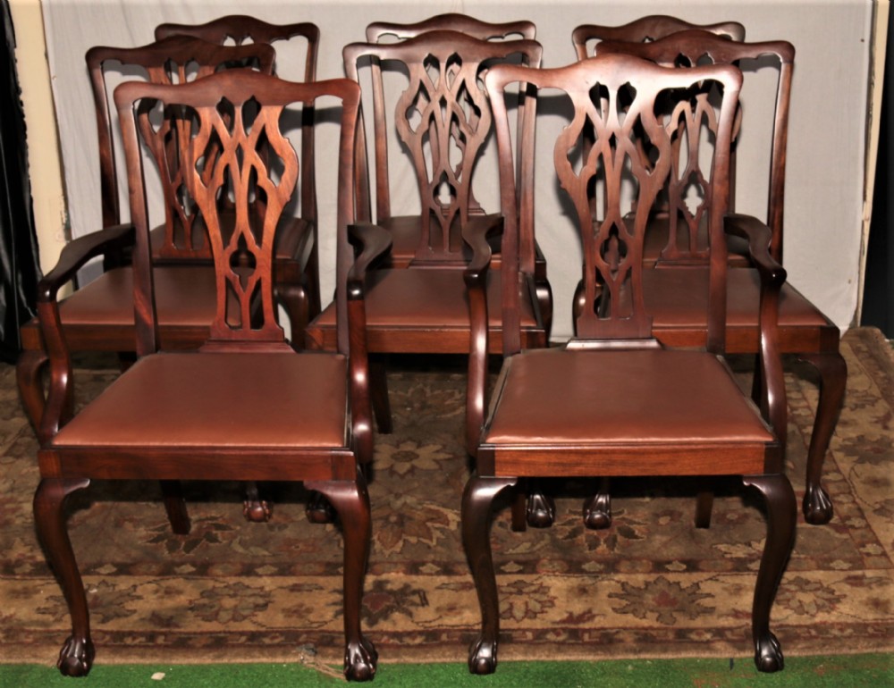 8 Chippendale style dining chairs.
